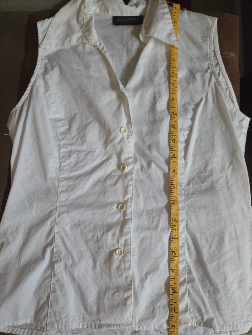 Women's Harvé Benard White Sleeveless Collared Button-Front Blouse ~ Size Small - Picture 12 of 12